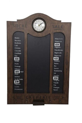 Vintage French Style Wooden Shopping Memo Blackboard Chalkboard & Clock 81cm