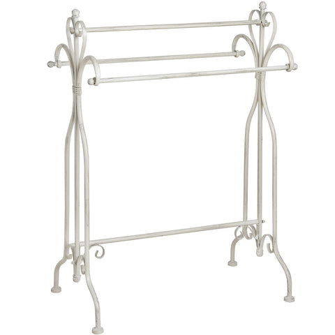 Freestanding Towel Rail Rack Ivory Iron Shabby Chic Style Distressed