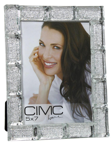 Silver Crushed Diamond Crystal Photo Picture Frame 5x7" Block Portrait Landscape