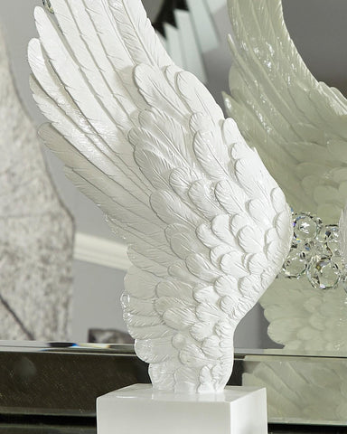 White Angel Cherub Wing on Plinth Shelf Ornament Decoration Bookend