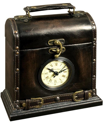 Vintage Antique Style Faux Leather Carriage Mantle Clock ~ Equestrian