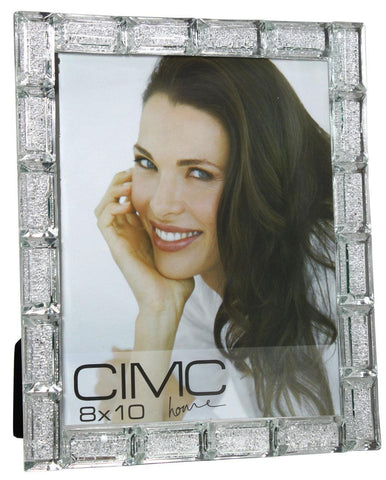 Silver Diamond Crush Photo Picture Frame 8x10in Block Design Portrait Landscape