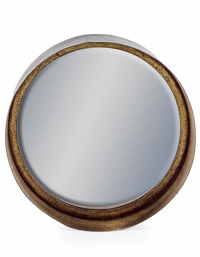 Round Metal Porthole Cylinder Accent Mirror Deep Frame Black Bronze 21cm