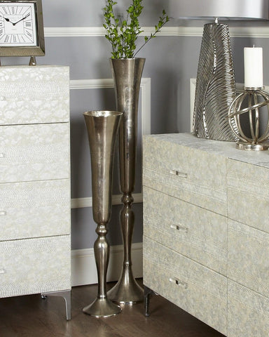 110cm Silver Floor Standing Wedding Flower Vase Holder Metal Table Centrepiece
