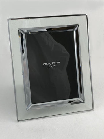 Freestanding Clear Glass & Mirrored Photo Picture Frame 5"x7"