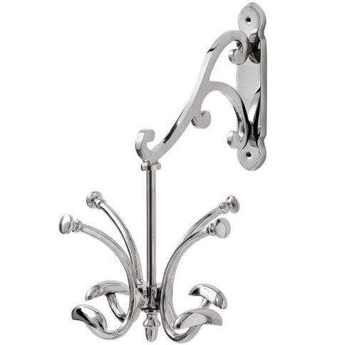 SALE! Wall Mounted Silver Chrome Hook Peg 4 Double Hooks Hat Coat Hanger Holder