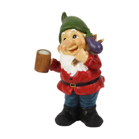 Traditional Garden Gnome Dwarf Drinking Statue Ornament Figure 30cm Outdoor