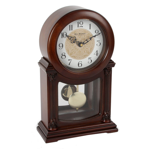 Vintage Style Mahogany Arabic Dial Pendulum Mantel Table Desk Clock 33x20cm