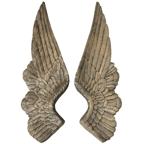 Antique Gold Pair Large Angel Wings Wall Sculpture Hanging Art Decor Plaque
