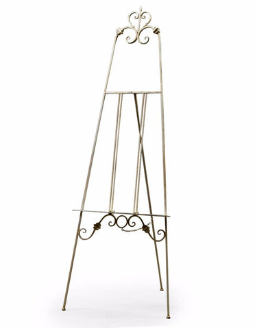 Freestanding Antiqued White Metal Easel 170cm for Wedding Painting Display Stand