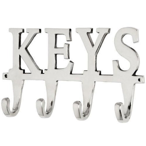 Silver Nickel Decorative Key Hooks Housekeys Holder Chrome Hook 26x8.5cm