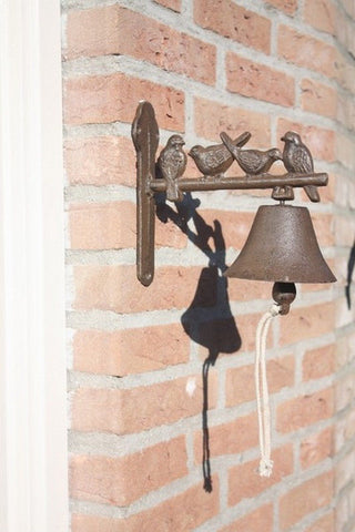 Shabby Vintage Chic Bird Cast Iron Door Garden Bell Chime Vintage Style Gift