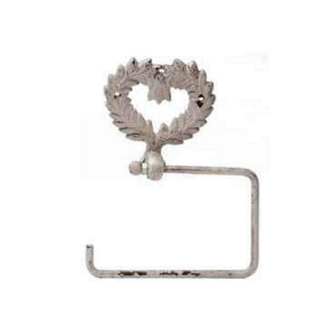 SALE SAVE 50% Shabby Chic Style Iron Wall Toilet Roll Holder Heart Distressed