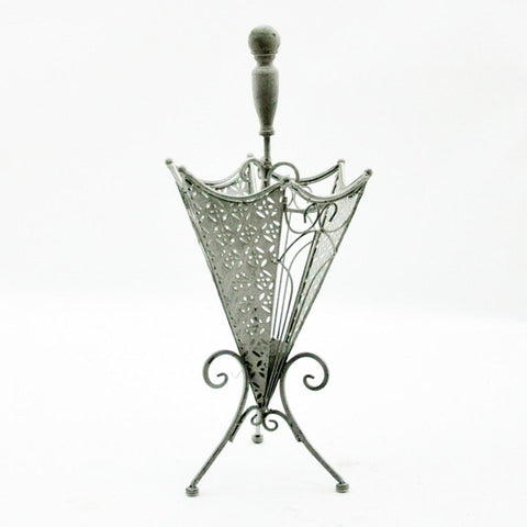 Vintage Style Large Umbrella Storage Stand Holder Grey Metal Hall Decor 65cm