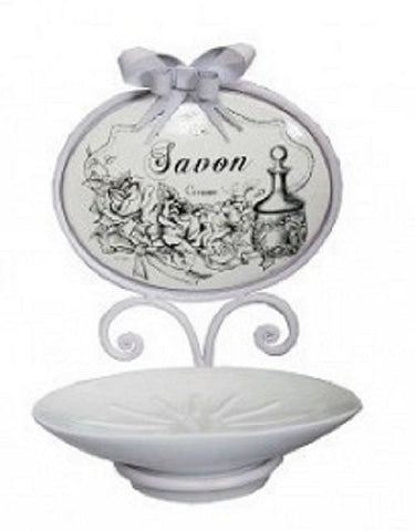 Metal & Porcelain Soap Dish Shabby Vintage French Chic Bathroom