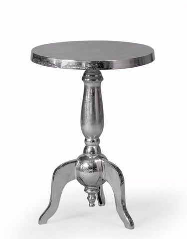 Vintage Style Round Silver Occasional Side End Lamp Table Metal Aluminium