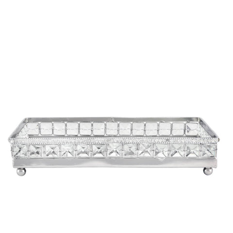 Silver Mirror Glass Decorative Display Tray Candle Holder Plate