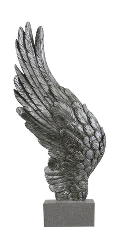 Silver Angel Cherub Wing on Plinth Shelf Ornament Bookend