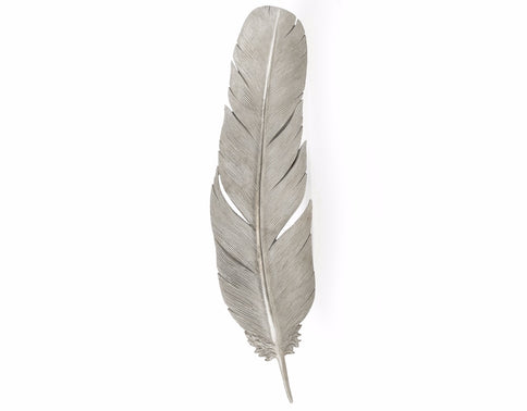 Large Silver Feather Wall Decor Hanging Art