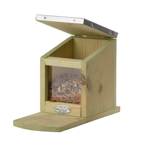 Squirrel Feeder Box Pine Wood Zinc Roof Flip Open Top Easy Hang FSC® Wildlife 