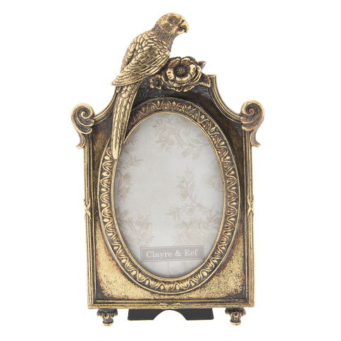 Vintage Style Parrot Oval Photo Picture Frame Antique Gold 4