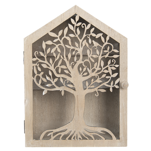 Wooden Key Holder Box Tree of Life Cabinet Storage Wall Mounted Freestanding H1942
