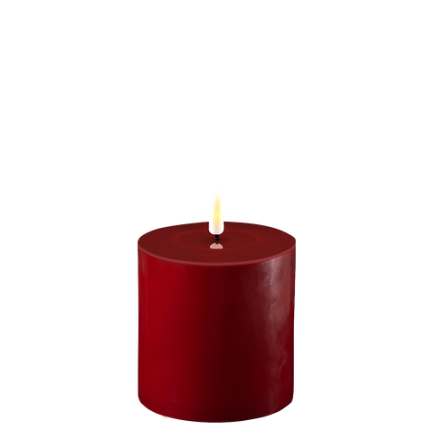 LED Wax Pillar Church Candle Red Realistic 3D Flickering Flame Xmas 10x10cm