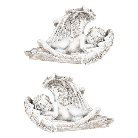 Pair Of Cherub in Wings Baby Angel Ornaments Figurine Statue Memorial Gift