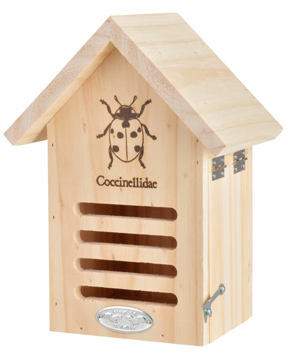 Wooden Ladybird Coccinellidae House Lodge Box with Slots 100% FSC Pinewood