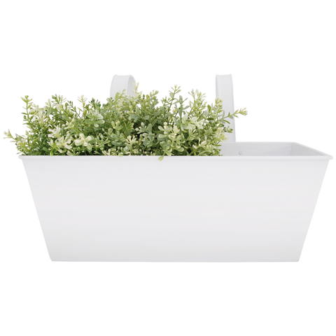 White Zinc Window Box Balcony Planter Metal Flower Pot Holder 40 x 26.5 x 23.5cm