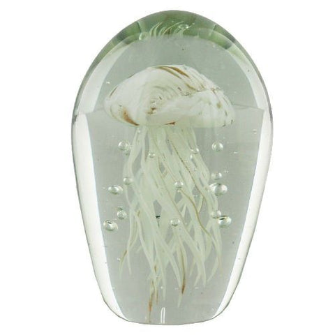 White Jellyfish Paperweight Marine Life Glass Sculpture Home Decoration 13cm