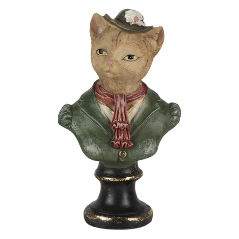 Cat Animal Figurine Bust Dapper Dressed Retro Ornament Steampunk Statue 16cm
