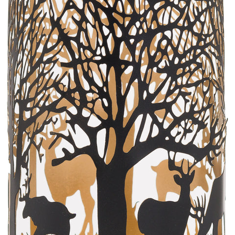 Stag Woodland Candle Holder Black & Gold Winter Christmas Decor Ornament 20cm