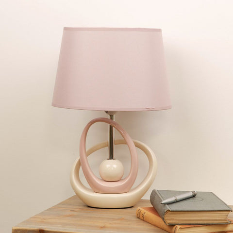 Modern Abstract Table Lamp Ceramic Pink Cream with Pink Shade 40 cm Loop Design