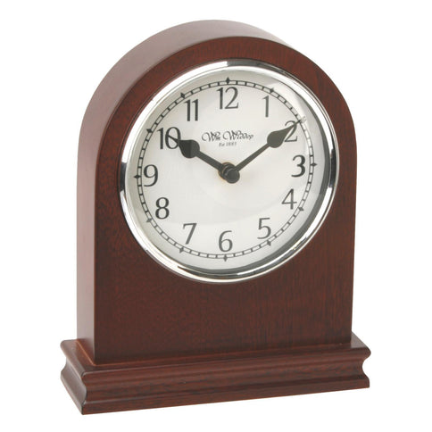 Wooden Arched Mantel Desk Clock Walnut Arabic Dial