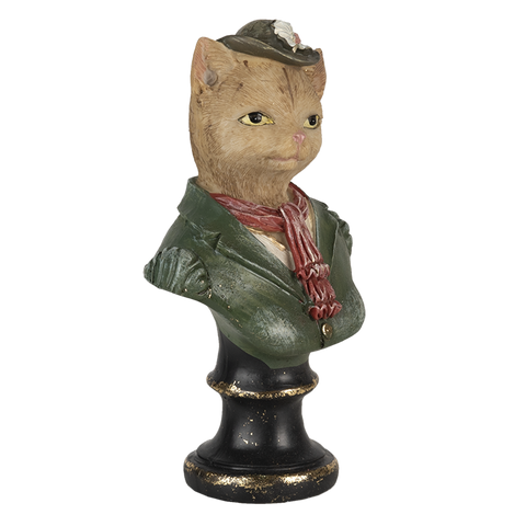 Cat Animal Figurine Bust Dapper Dressed Retro Ornament Steampunk Statue 16cm
