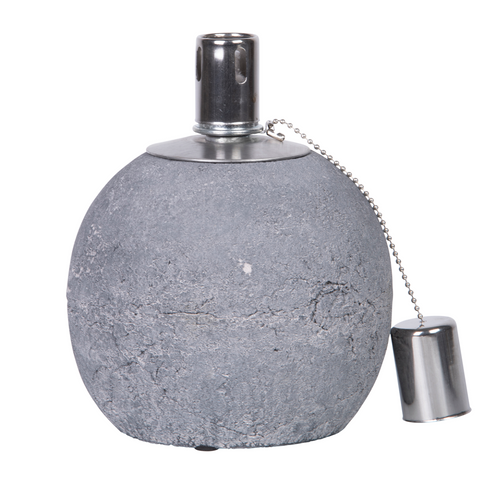 Garden Oil Lamp Burner Concrete Sphere Outdoor Patio Light Stainless Steel Top