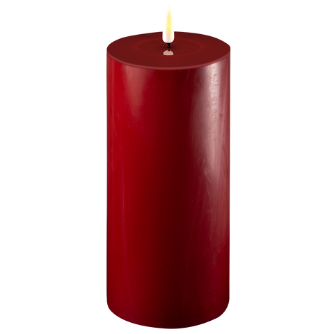 LED Wax Pillar Church Candle Red Realistic 3D Flickering Flame Christmas 20x10cm