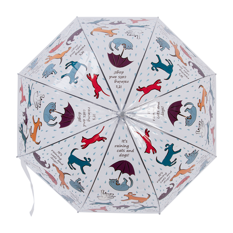 Novelty Umbrella Plastic Cats Dogs Transparent Clear Dome Brolly Auto Open 