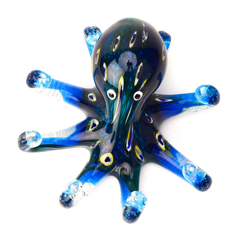 Blue Octopus Paperweight Black Marine Life Glass Sculpture Home Decoration Gift