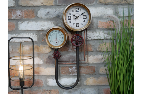 Industrial Retro Pipe Wall Clock Vintage Look Steampunk Metal Pipework Decor 