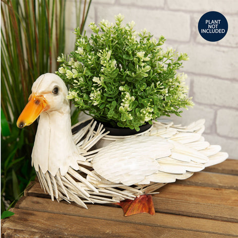 Duck Metal Plant Pot Garden Home Decorative Ornament Bird Flower Holder Planter