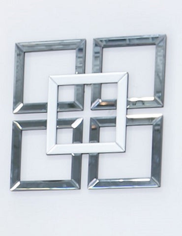 Square Mirrored Wall Art Mirror Geometric Smoked Glass Bevelled Decor 40x40cm