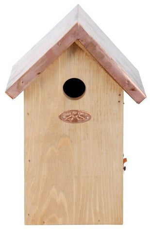 Bird House Nest Nesting Box for Blue Tit Copper Roof FSC Certified Pinewood 26cm