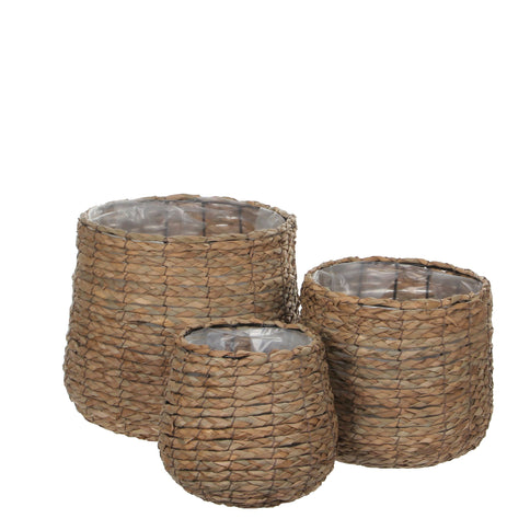 Willow Rattan Wicker Plant Flower Pot Lined Basket Home Indoor Planter Set of 3