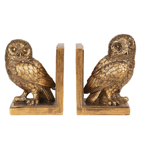 Pair of Antique Gold Owl Bird Bookends Book Holders Decorative Ornaments Study