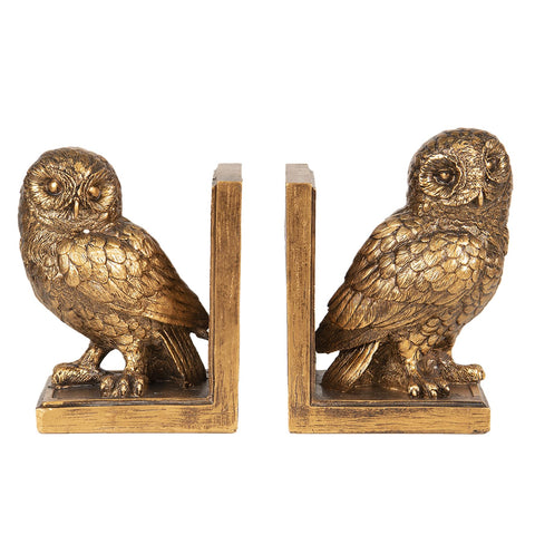 Pair of Antique Gold Owl Bird Bookends Book Holders Decorative Ornaments Study 