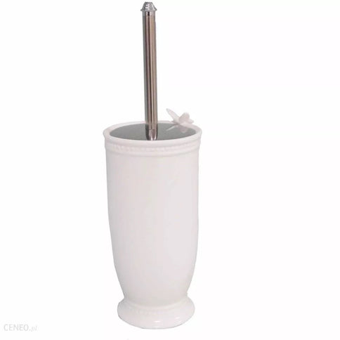 Toilet Brush and Holder Ivory Ceramic Freestanding Butterfly Bathroom Cleaning