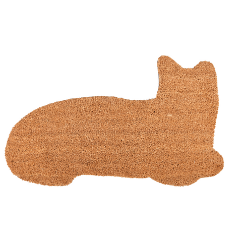 Natural Coir Doormat Cat Shape Welcome Entrance Floor Mat PVC Backed 74.5 x 43cm