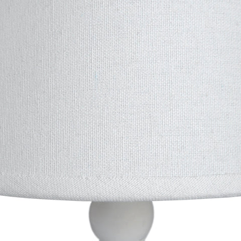 White Wood Table Bedside Lamp Fabric Shade Slimline Design Distressed 45cm 40w